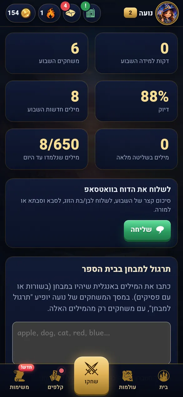 הדוח השבועי להורים